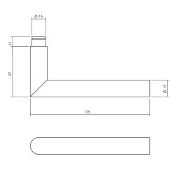 Krukespagnolet rechts hoek 90° incl. stangenset - RVS