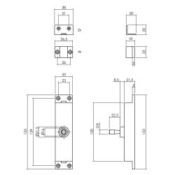 Krukespagnolet links hoek 90° incl. stangenset - RVS