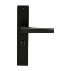 Deurkruk Seoul Zwart op rechthoekig langschild WC63mm met 8mm stift