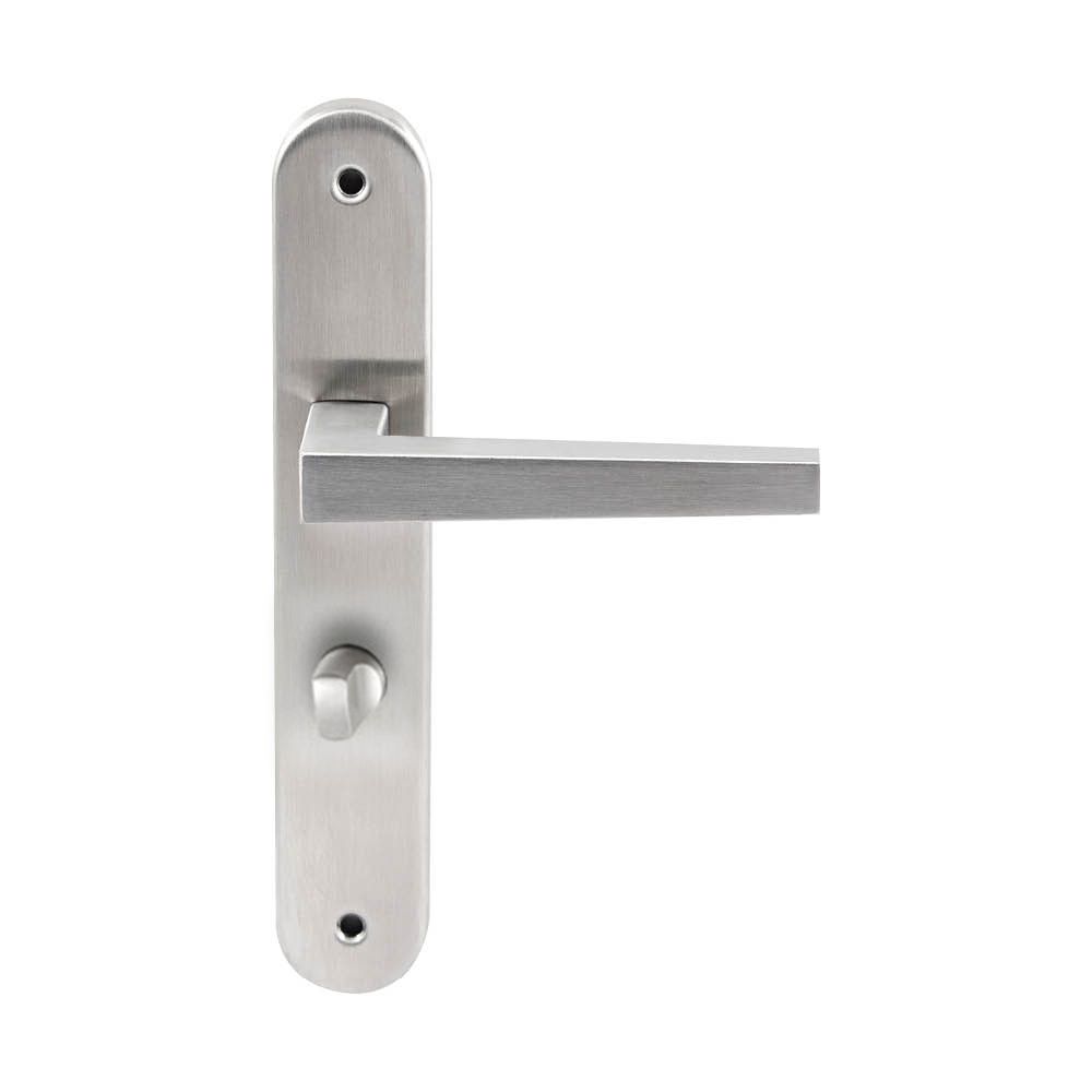 Deurkruk Seoul RVS op ovaal langschild WC63mm met 8mm stift