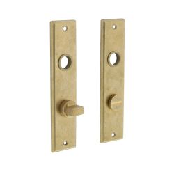 Kortschild rechthoekig met toilet-/badkamersluiting messing getrommeld