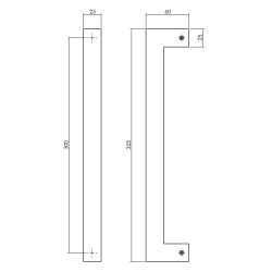 Deurgreep Vierkant per stuk 325x60x25mm - mat zwart