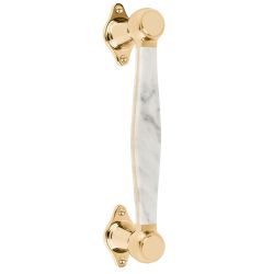 Greep Lazaro Rosa-Violan BOSCO LZ185 tbv houten deur - messing ongelakt/carrara marmer
