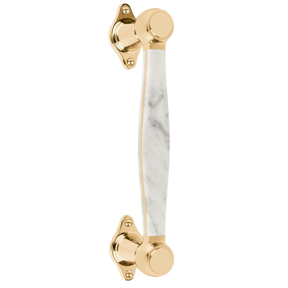 Greep Lazaro Rosa-Violan BOSCO LZ185 tbv houten deur - messing ongelakt/carrara marmer