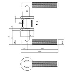 Intersteel Deurkruk Rombo op rozet met nokken ø53x8 - antraciet