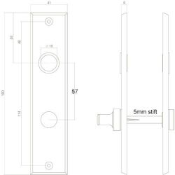 Kortschild rechthoekig met toilet-/badkamersluiting 57/5 mat zwart