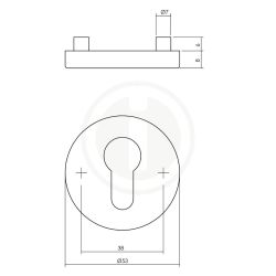 Rozet met profielcilindergat ø53x8mm - antraciet