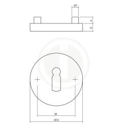 Rozet met sleutelgat ø53x8mm - antraciet