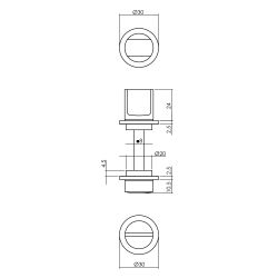 Rozet met toilet-badkamersluiting zelfklevend minimalistisch 30x2,5mm RVS