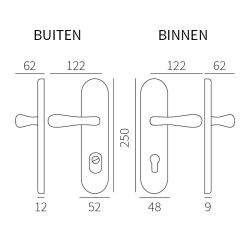 Kira SKG3 achterdeurset PC92 PVD Inox