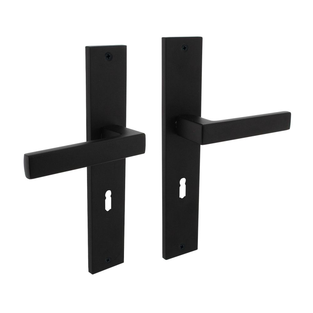 Deurkruk Hera op schild sleutelgat 56mm - mat zwart