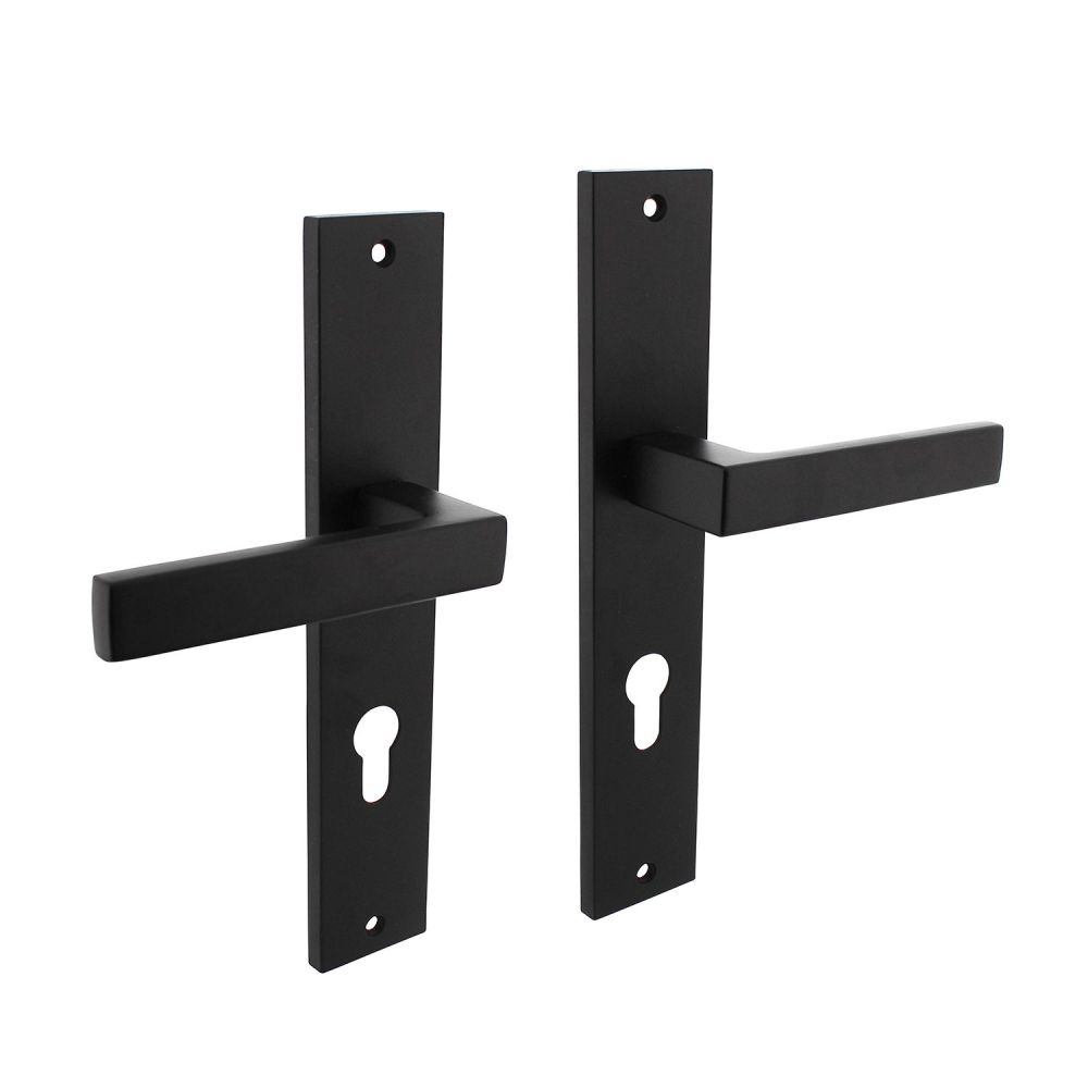 Deurkruk Hera op schild profielcilinder 72mm - mat zwart
