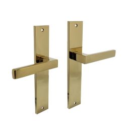 Deurkruk Hera op schild blind - PVD messing