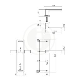 Deurkruk Hera op schild profielcilinder 55mm - PVD messing