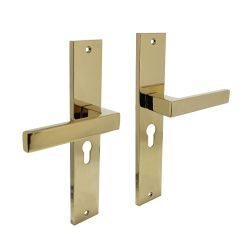 Deurkruk Hera op schild profielcilinder 55mm - PVD messing