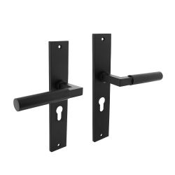 Deurkruk Bau-Stil op schild profielcilinder 55mm - mat zwart