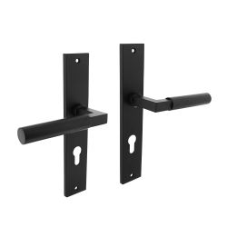 Deurkruk Bau-Stil op schild profielcilinder 72mm - mat zwart