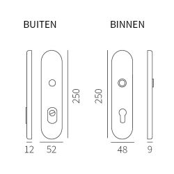 Kira SKG3 veiligheidsschilden kerntrekbeveiliging PC72 messing getrommeld