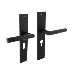 Deurkruk Bastian op schild profielcilinder 55mm - mat zwart