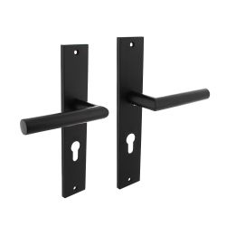 Deurkruk Bastian op schild profielcilinder 72mm - mat zwart