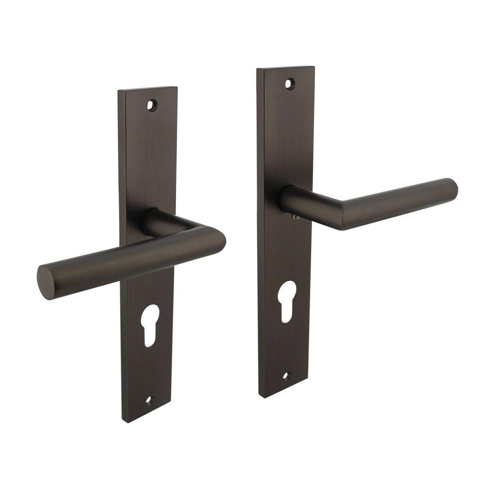 Deurkruk Bastian op schild profielcilinder 72mm - antraciet