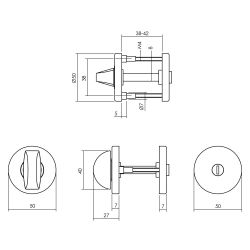 Rozet met toilet-/badkamersluiting ø50x7mm aluminium