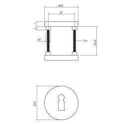 Rozet met sleutelgat ø50x7mm aluminium