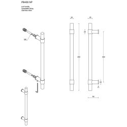 Voordeurgreep Piet Boon ONE PB400 NP 300-400mm niet-doorgaand - mat zwart