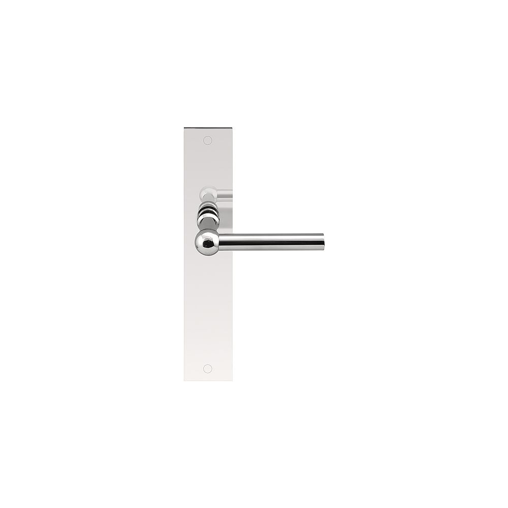 Deurkruk FERROVIA FVL110P236SFC L-model ongeveerd op schild blind - gepolijst RVS
