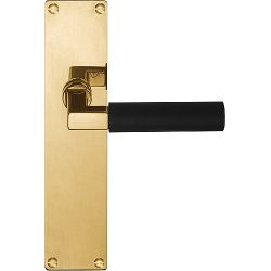 Deurkruk TIMELESS 1930MPSFC op schild blind - messing ongelakt/ebbenhout