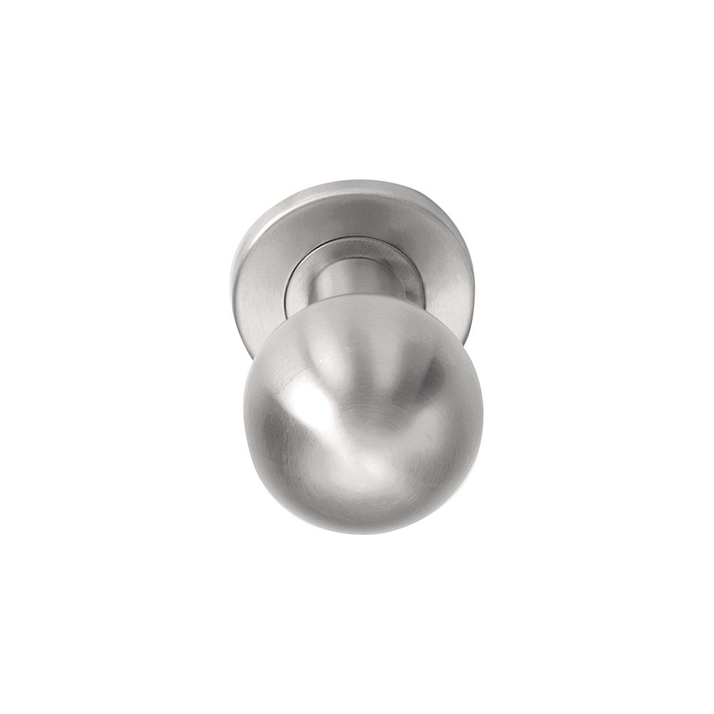 Voordeurknop BASICS LB501D draaibaar op rozet - mat RVS