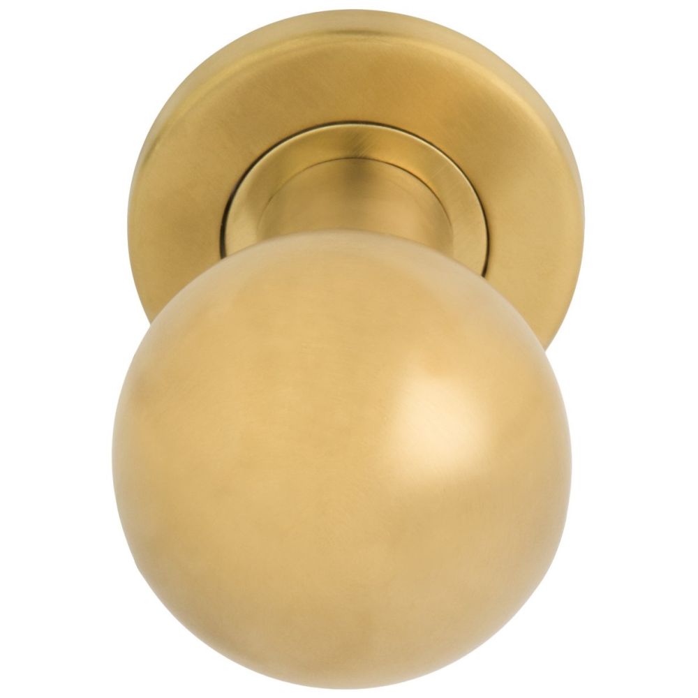Voordeurknop BASICS LB501D draaibaar op rozet - PVD mat goud