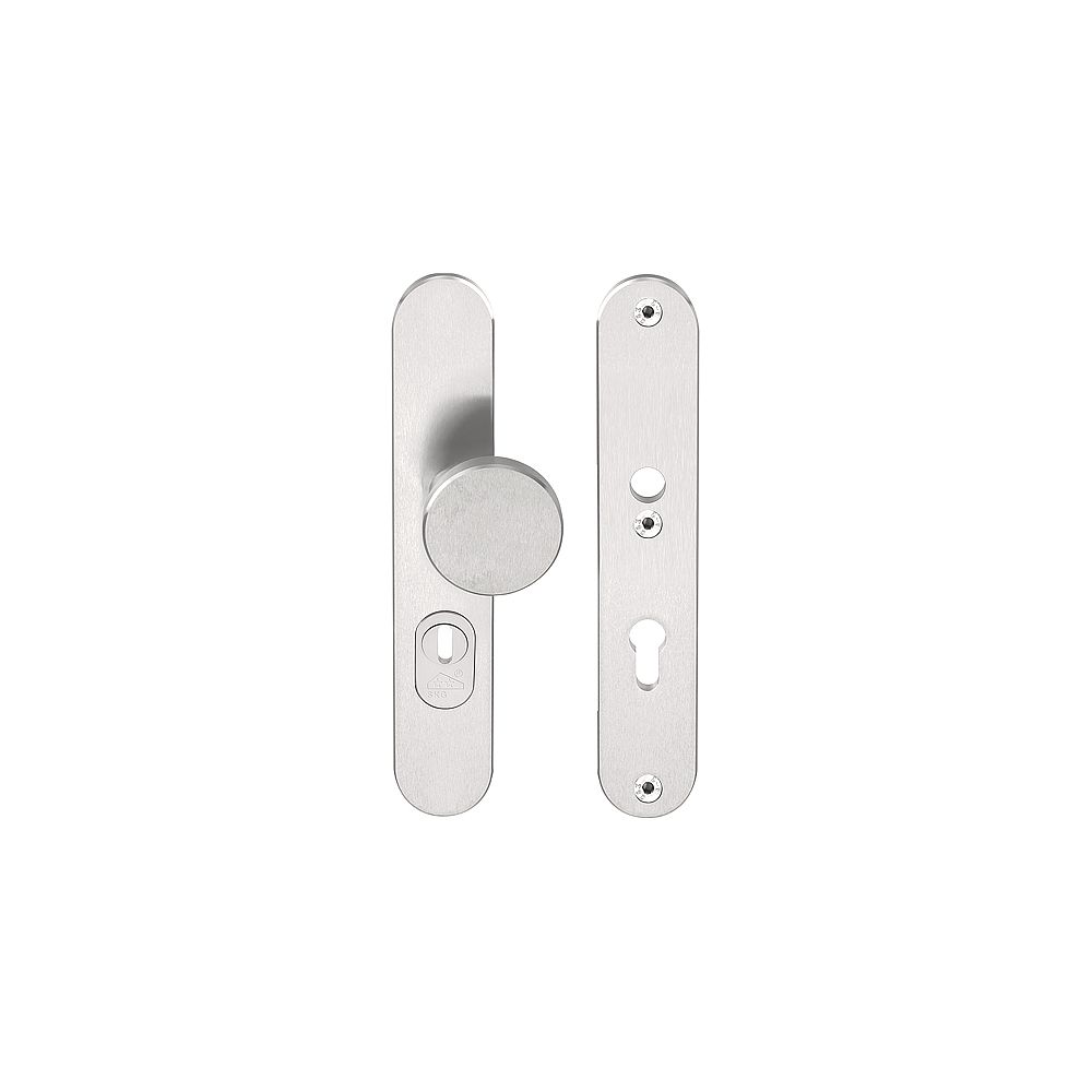 BASICS LB60-50KT massieve veiligheidsschilden met kerntrekbeveiliging knop/kruk SKG*** PC72 - PVD mat RVS