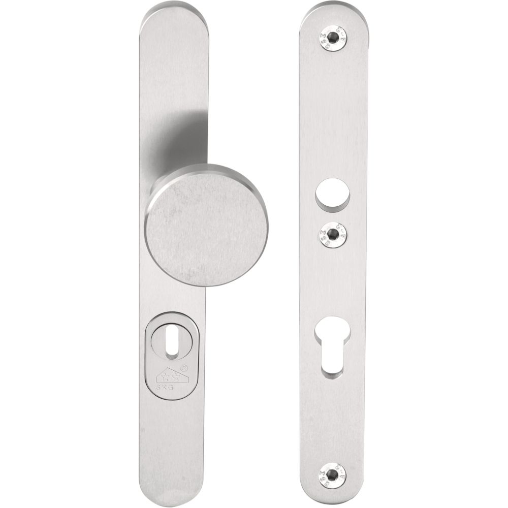 BASICS LB60-28KT massieve veiligheidsschilden met kerntrekbeveiliging knop/kruk SKG*** PC92 - mat RVS