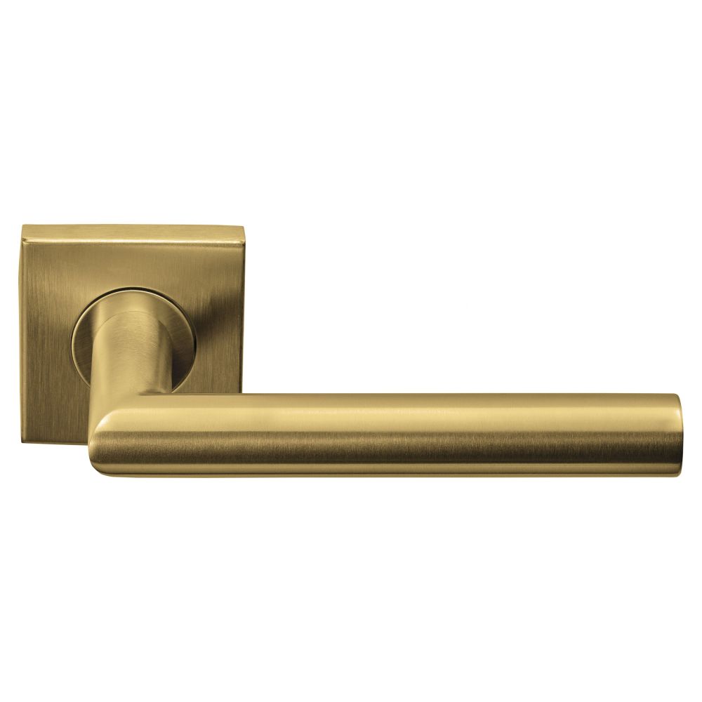 Deurkruk BASICS LBII-19BSQR53G geveerd op vierkant rozet - PVD goud