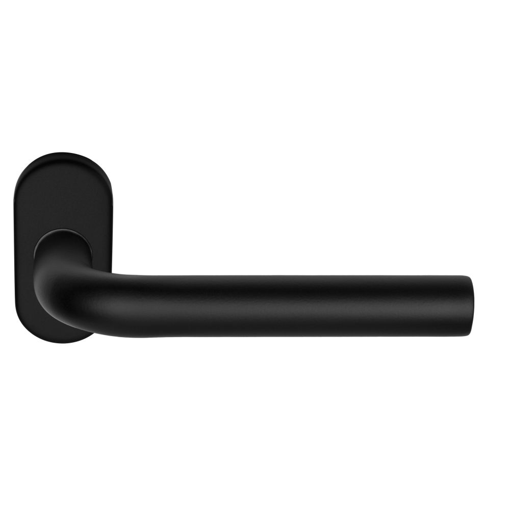 Deurkruk BASICS LBIII-19 B32G dubbel geveerd op ovale rozet - mat zwart