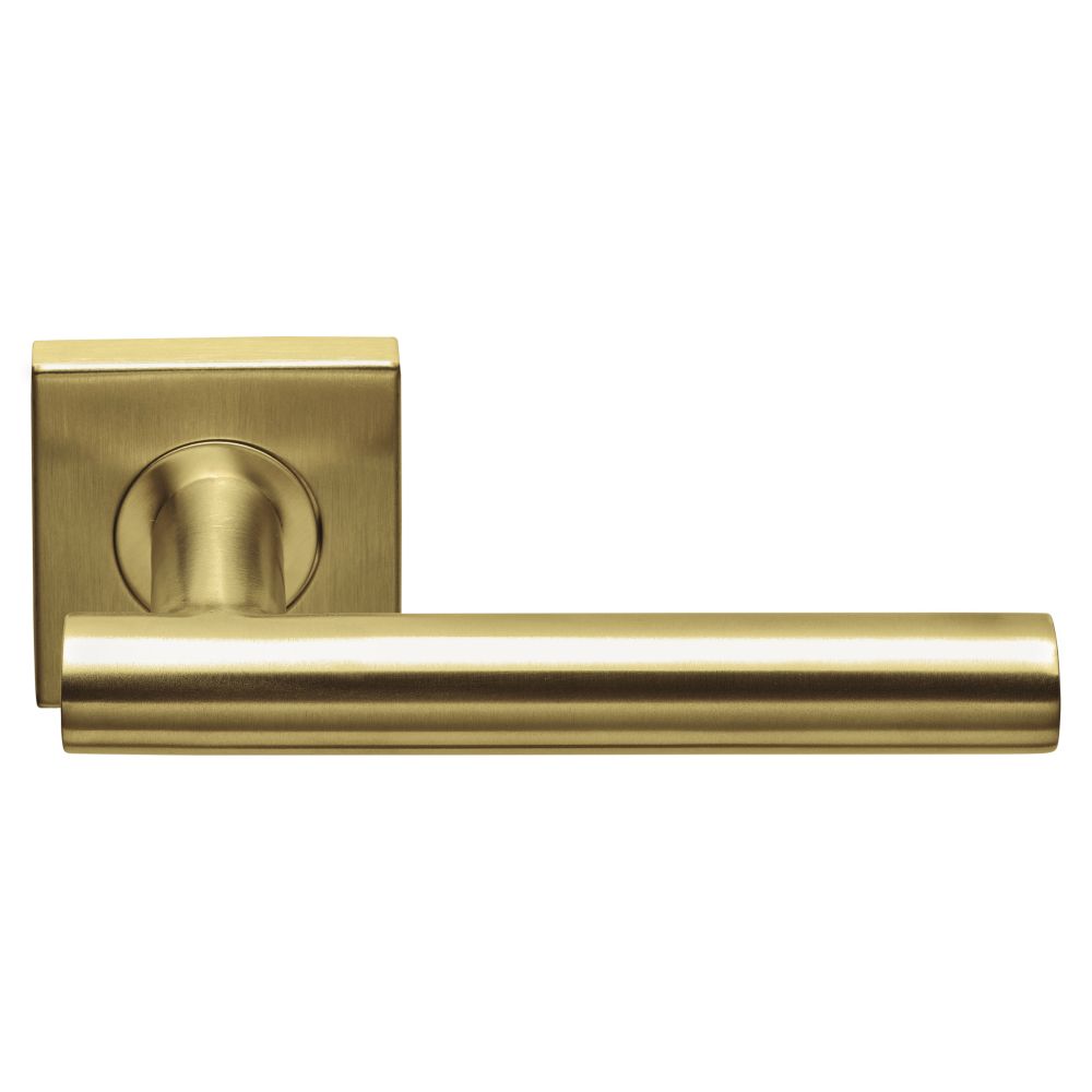 Deurkruk BASICS LB7-19BSQR53G geveerd op vierkant rozet - PVD goud