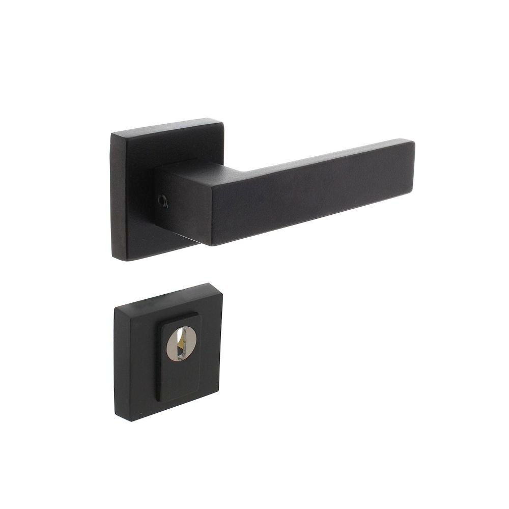 Intersteel set achterdeurbeslag Amsterdam vierkant SKG*** met kerntrekbeveiliging - RVS/mat zwart