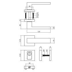 Intersteel set achterdeurbeslag Amsterdam vierkant SKG*** met kerntrekbeveiliging - RVS/mat zwart
