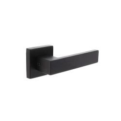 Intersteel Deurkruk Amsterdam op massieve vierkante rozet achterdeurbeslag - RVS/mat zwart