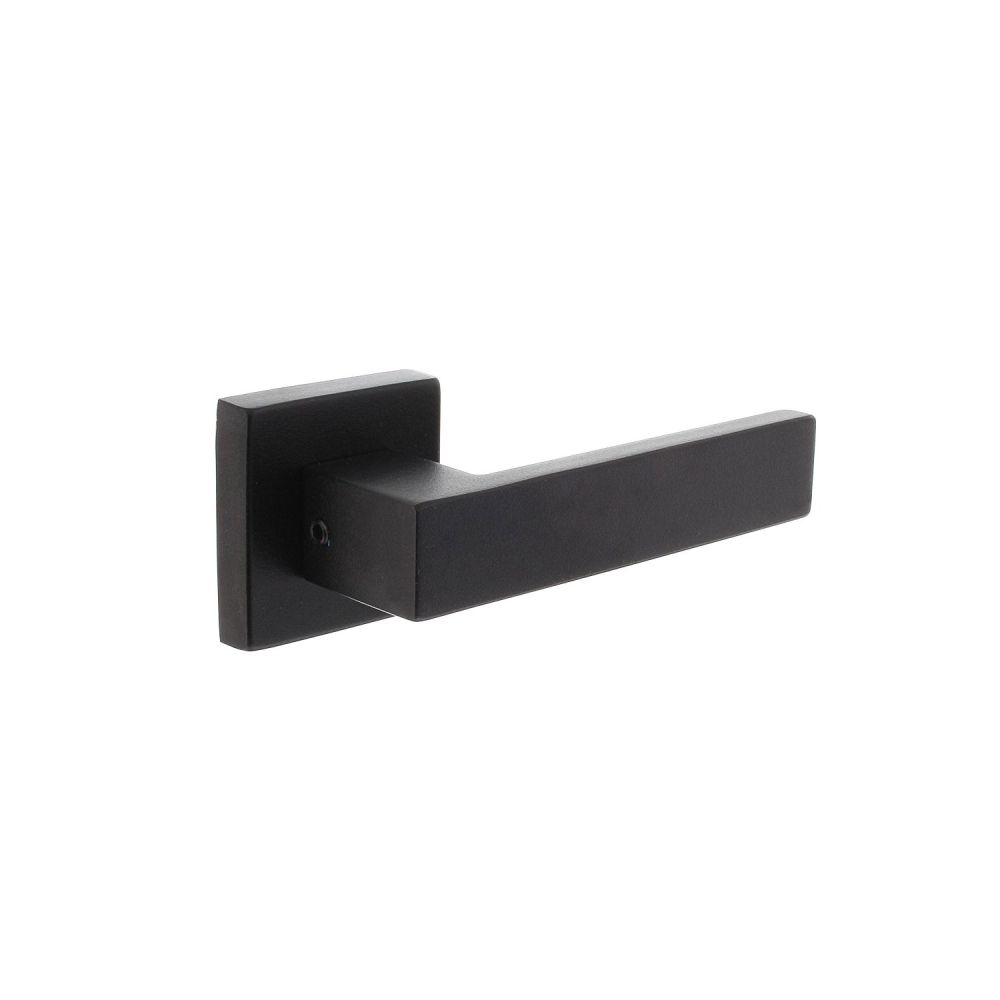 Intersteel Deurkruk Amsterdam op massieve vierkante rozet achterdeurbeslag - RVS/mat zwart
