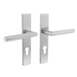 Intersteel Deurkruk Hoek 90° op rechthoekig schild profielcilindergat 72mm RVS