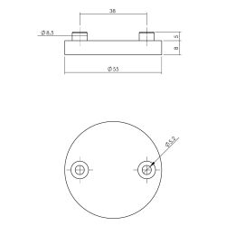 Intersteel afdekrozet Shiraat ø55x8 mm met schroefgaten - RVS