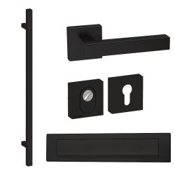 Voordeurset vierkant met greep 1160mm zwart anti-kerntrek SKG***