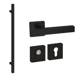 Voordeurset vierkant 3-delig met greep 1160mm zwart anti-kerntrek SKG***