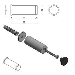Deurstopper wand Piet Boon ONE PB75 -mat RVS