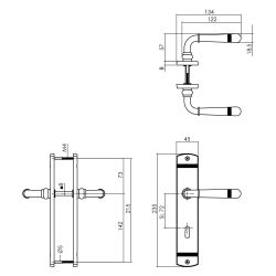 Intersteel Deurkruk Emily op langschild sleutelgat 72mm mat zwart