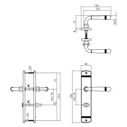 Intersteel Deurkruk Emily op langschild met toilet-/badkamersluiting 78/8 mat zwart