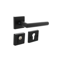 Intersteel set achterdeurbeslag vierkant SKG*** met kerntrekbeveiliging - RVS/mat zwart