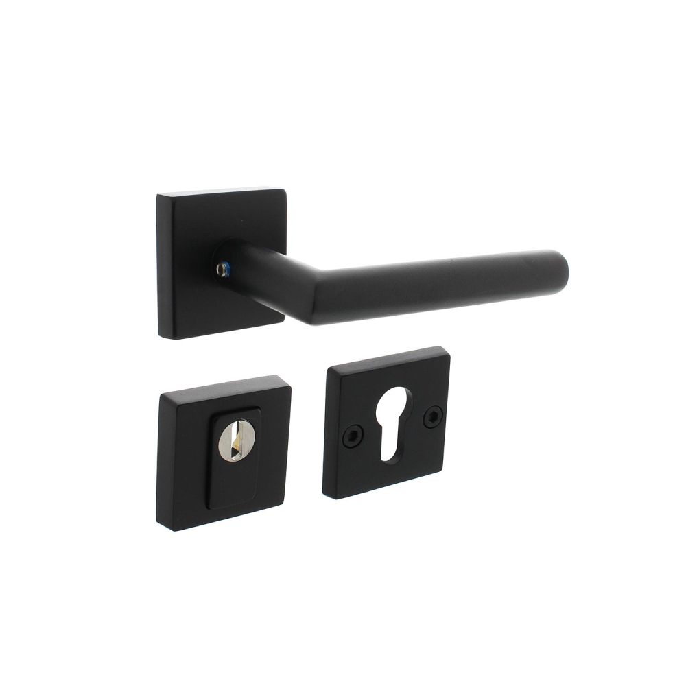 Intersteel set achterdeurbeslag vierkant SKG*** met kerntrekbeveiliging - RVS/mat zwart